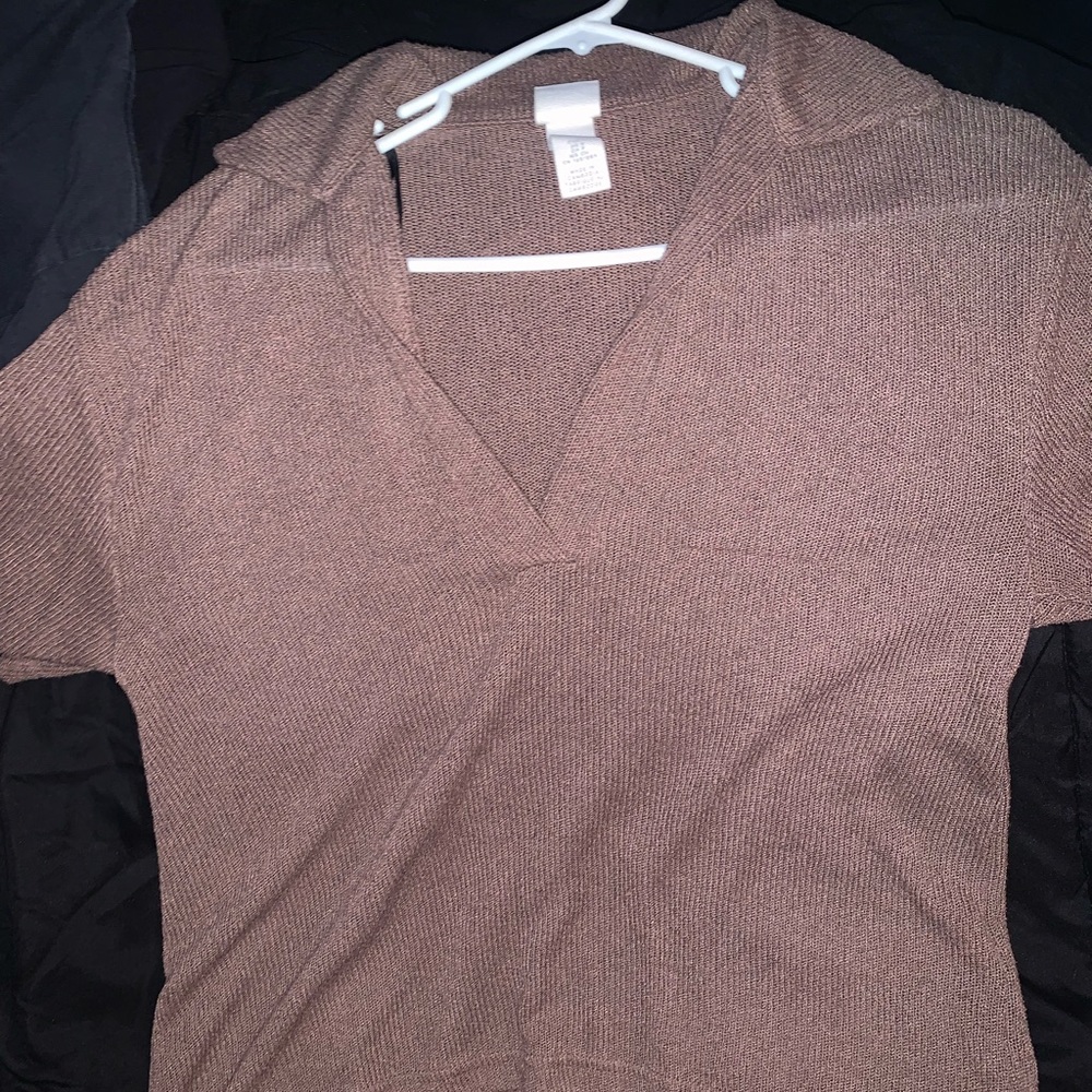 V- Neck Brown Polo